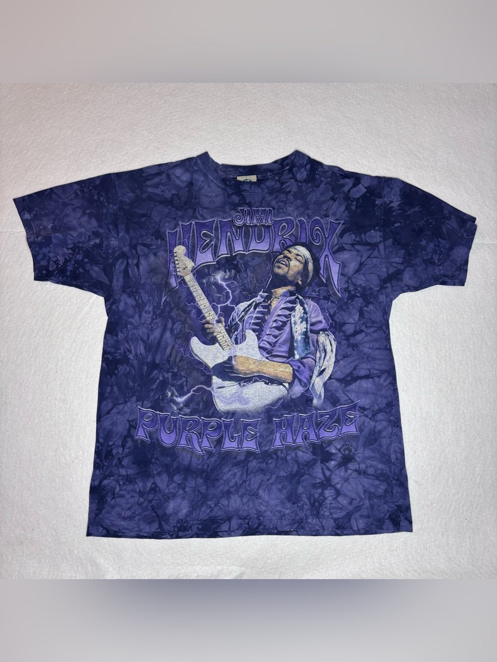 Vintage Liquid Blue Purple Tie-Dye Jimi Hendrix 'Purple Haze' Graphic Tee Large